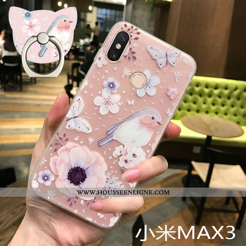 Housse Xiaomi Mi Max 3 Transparent Délavé En Daim Étui Incassable Rose Créatif Ultra