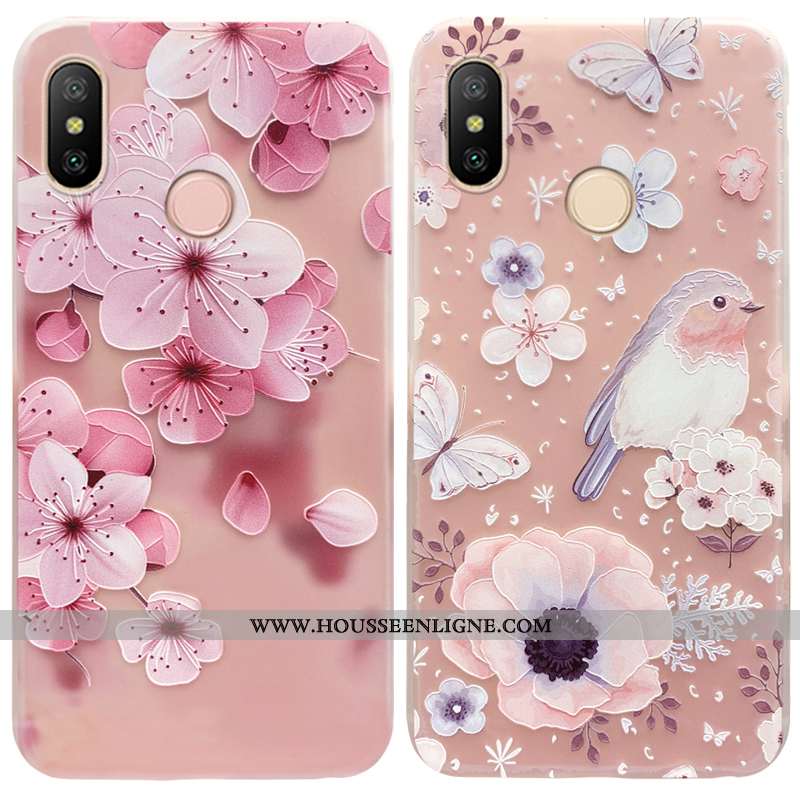 Housse Xiaomi Mi Max 3 Transparent Délavé En Daim Étui Incassable Rose Créatif Ultra