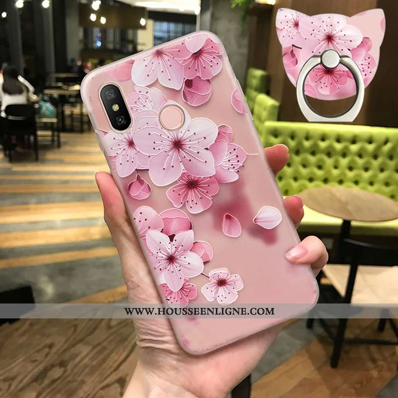 Housse Xiaomi Mi Max 3 Transparent Délavé En Daim Étui Incassable Rose Créatif Ultra