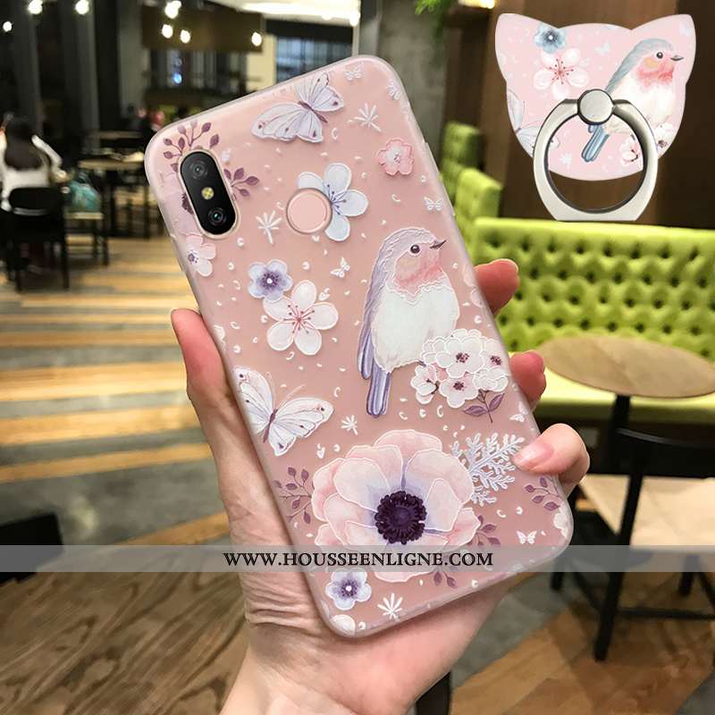 Housse Xiaomi Mi Max 3 Transparent Délavé En Daim Étui Incassable Rose Créatif Ultra