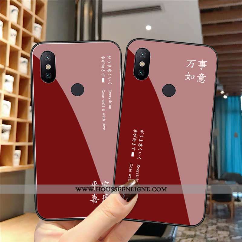 Housse Xiaomi Mi Max 3 Verre Fluide Doux Téléphone Portable Silicone Coque Incassable Vin Rouge Bord