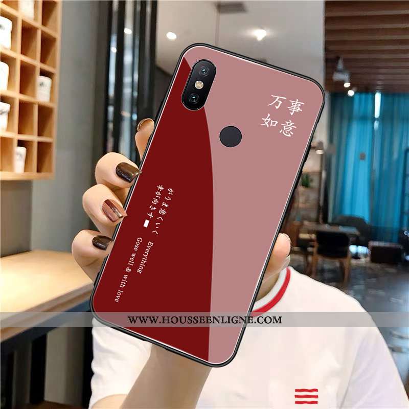 Housse Xiaomi Mi Max 3 Verre Fluide Doux Téléphone Portable Silicone Coque Incassable Vin Rouge Bord