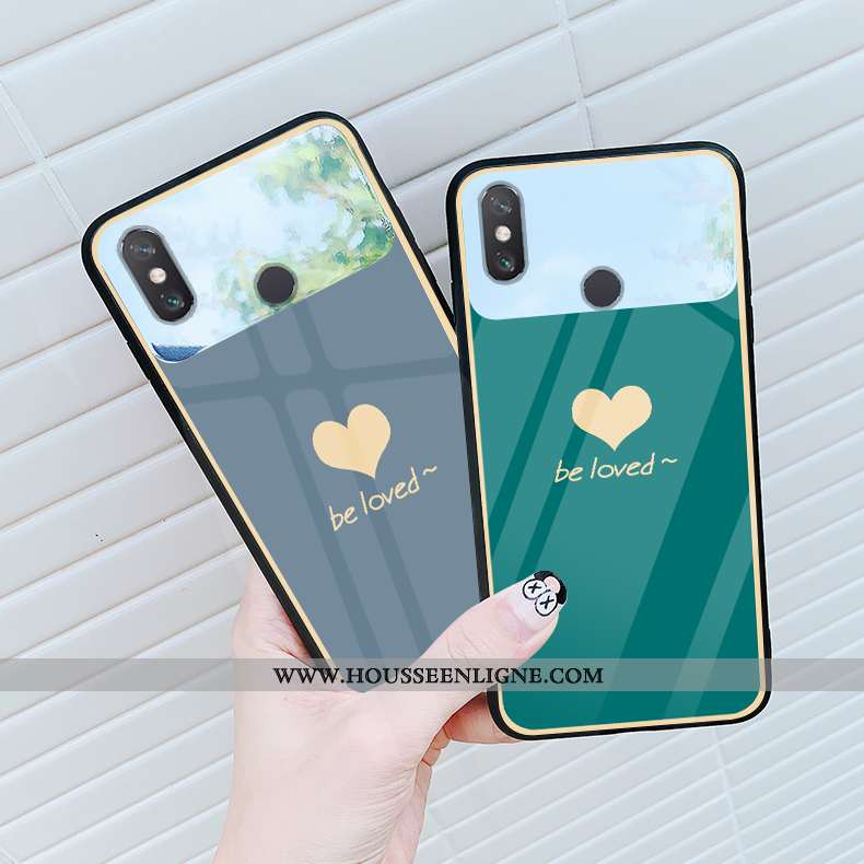 Housse Xiaomi Mi Max 3 Verre Vert Amour Téléphone Portable Coque Net Rouge Simple Verte