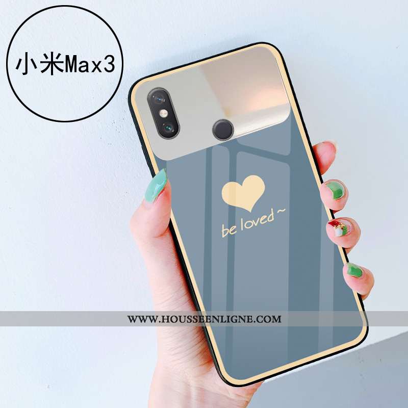 Housse Xiaomi Mi Max 3 Verre Vert Amour Téléphone Portable Coque Net Rouge Simple Verte