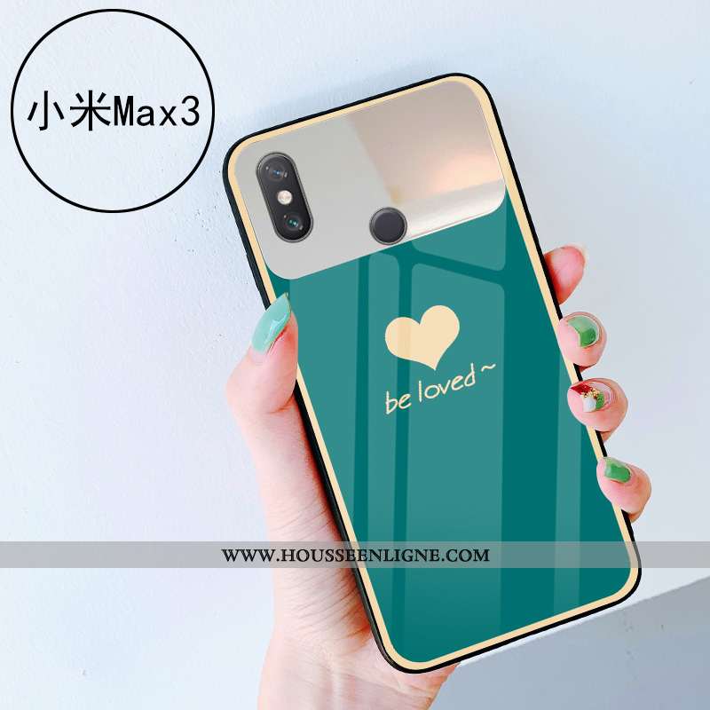Housse Xiaomi Mi Max 3 Verre Vert Amour Téléphone Portable Coque Net Rouge Simple Verte