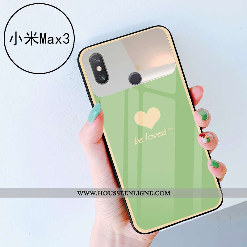 Housse Xiaomi Mi Max 3 Verre Vert Amour Téléphone Portable Coque Net Rouge Simple Verte