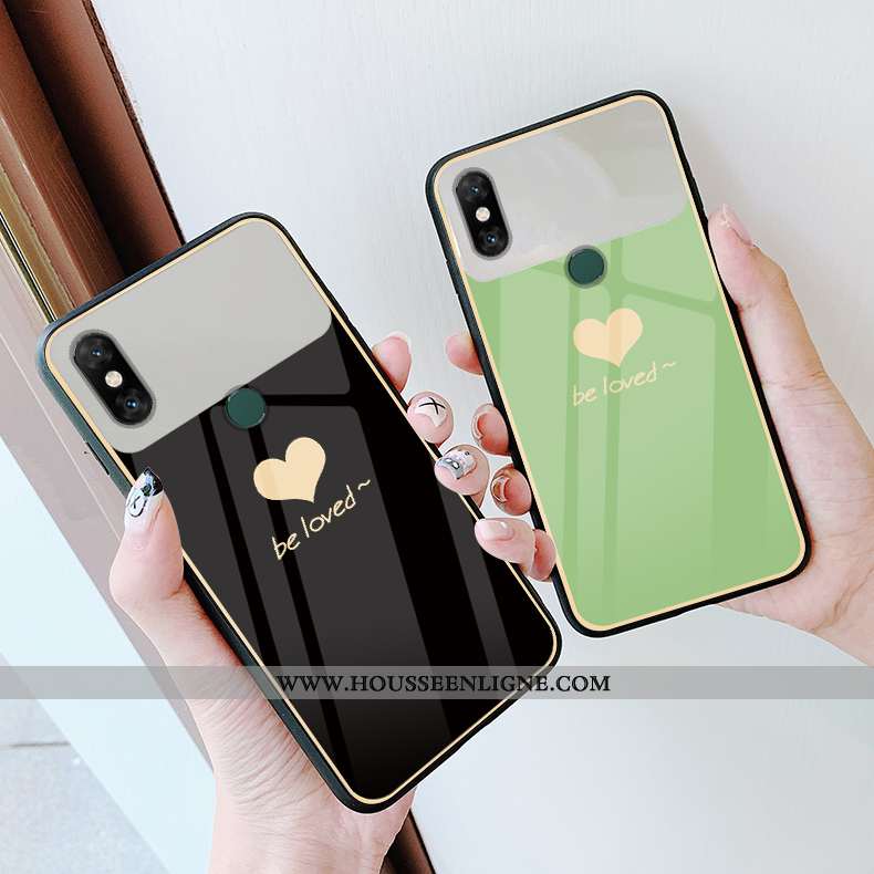 Housse Xiaomi Mi Max 3 Verre Vert Amour Téléphone Portable Coque Net Rouge Simple Verte