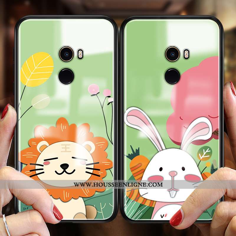 Housse Xiaomi Mi Mix 2 Charmant Protection Tout Compris Amoureux Coque Dessin Animé Étui Verte