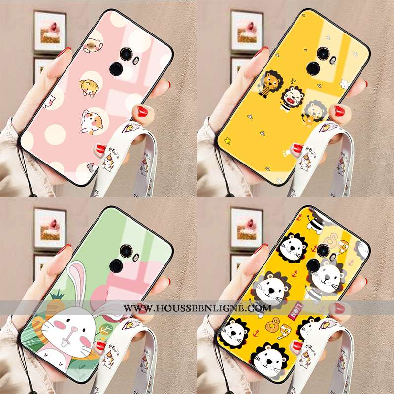 Housse Xiaomi Mi Mix 2 Charmant Protection Tout Compris Amoureux Coque Dessin Animé Étui Verte