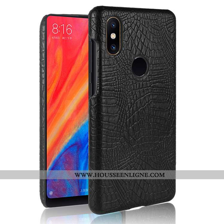 Housse Xiaomi Mi Mix 2s Protection Cuir Noir Téléphone Portable Crocodile Petit Étui