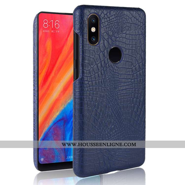 Housse Xiaomi Mi Mix 2s Protection Cuir Noir Téléphone Portable Crocodile Petit Étui