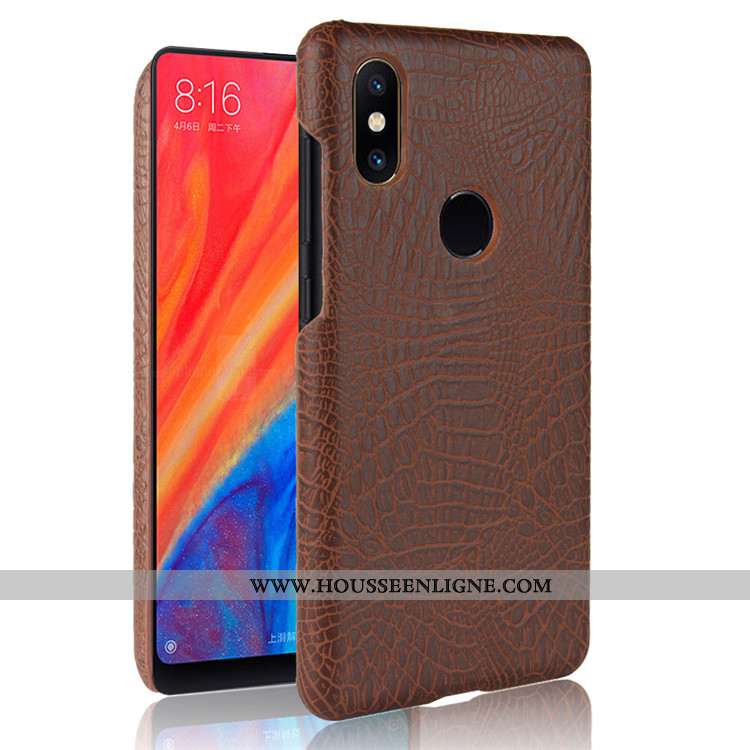Housse Xiaomi Mi Mix 2s Protection Cuir Noir Téléphone Portable Crocodile Petit Étui