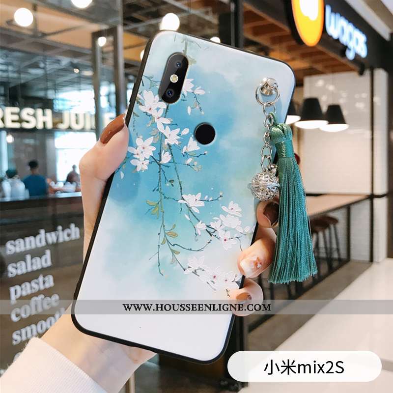 Housse Xiaomi Mi Mix 2s Ultra Légère Personnalité Silicone Étui Tout Compris Créatif Bleu