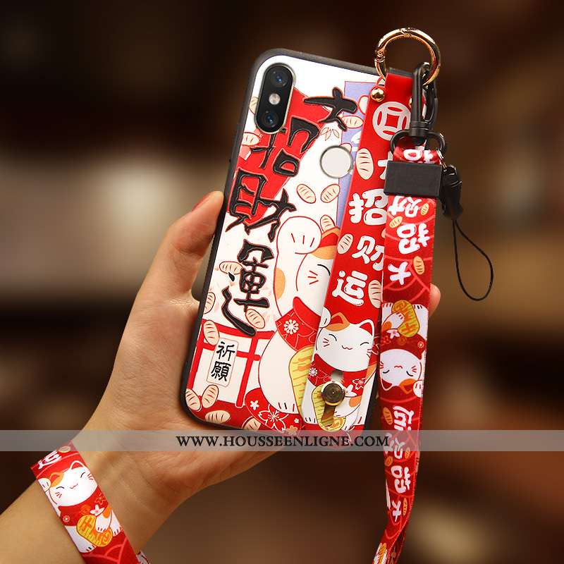 Housse Xiaomi Mi Mix 3 Créatif Silicone Personnalité Richesse Chat Tout Compris Incassable Rouge