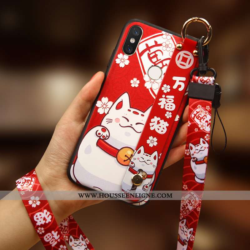 Housse Xiaomi Mi Mix 3 Créatif Silicone Personnalité Richesse Chat Tout Compris Incassable Rouge