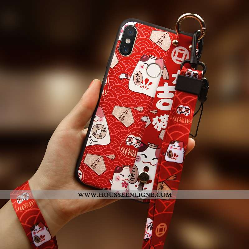 Housse Xiaomi Mi Mix 3 Créatif Silicone Personnalité Richesse Chat Tout Compris Incassable Rouge
