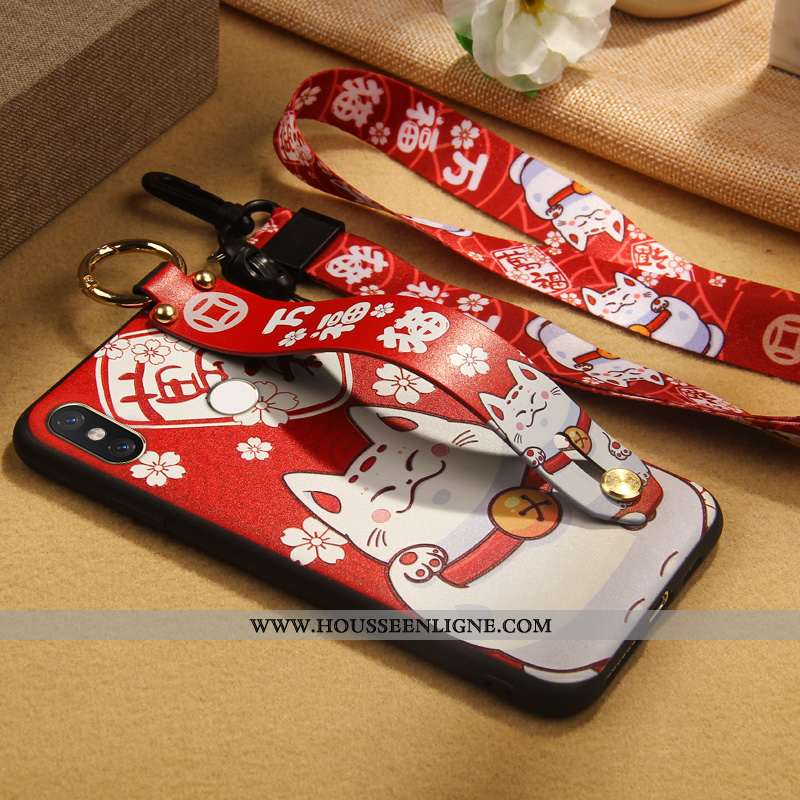 Housse Xiaomi Mi Mix 3 Créatif Silicone Personnalité Richesse Chat Tout Compris Incassable Rouge