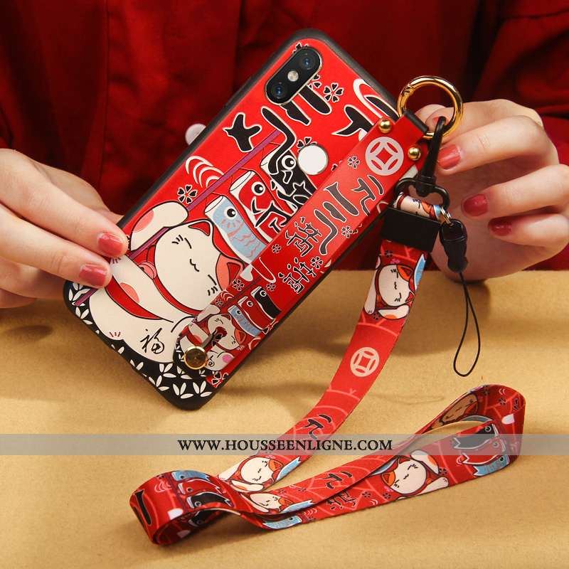 Housse Xiaomi Mi Mix 3 Créatif Silicone Personnalité Richesse Chat Tout Compris Incassable Rouge