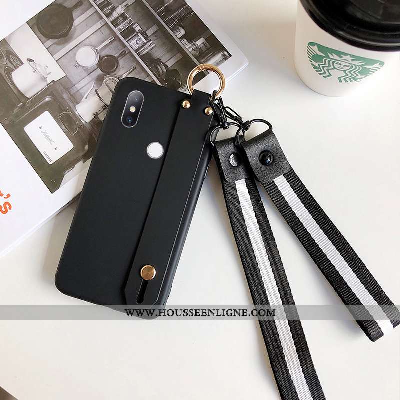 Housse Xiaomi Mi Mix 3 Délavé En Daim Cou Suspendu Simple Étui Incassable Support Rouge Noir