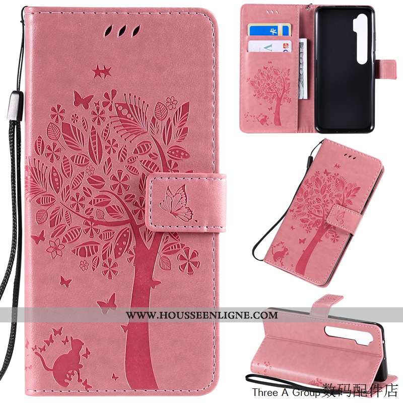 Housse Xiaomi Mi Note 10 Charmant Cuir Étui Téléphone Portable Petit Rose Incassable