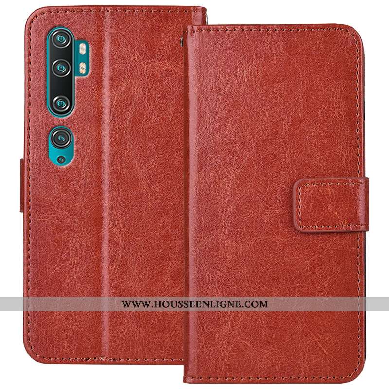Housse Xiaomi Mi Note 10 Cuir Fluide Doux Carte Protection Étui Or Doré