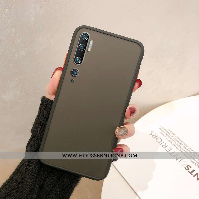 Housse Xiaomi Mi Note 10 Délavé En Daim Protection Téléphone Portable Étui Membrane Tempérer Rouge