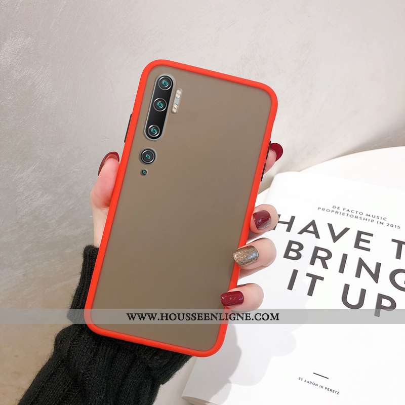 Housse Xiaomi Mi Note 10 Délavé En Daim Protection Téléphone Portable Étui Membrane Tempérer Rouge