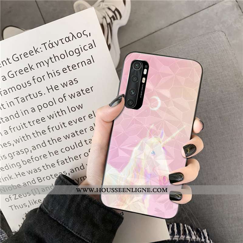 Housse Xiaomi Mi Note 10 Lite Coque Jeunesse Petit Losange Téléphone Portable Net Rouge Cœur Violet