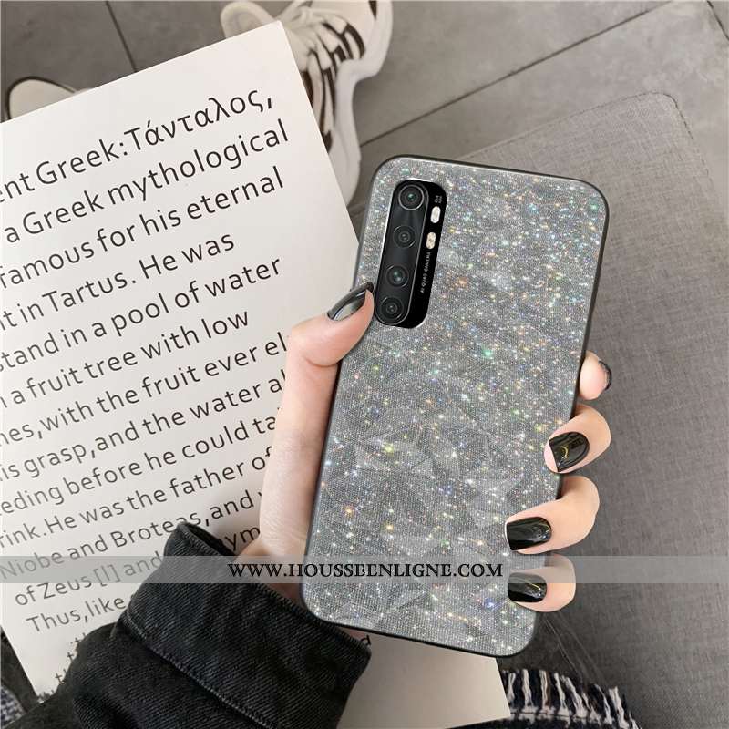Housse Xiaomi Mi Note 10 Lite Coque Jeunesse Petit Losange Téléphone Portable Net Rouge Cœur Violet