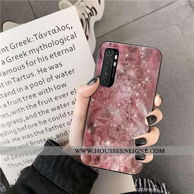 Housse Xiaomi Mi Note 10 Lite Coque Jeunesse Petit Losange Téléphone Portable Net Rouge Cœur Violet
