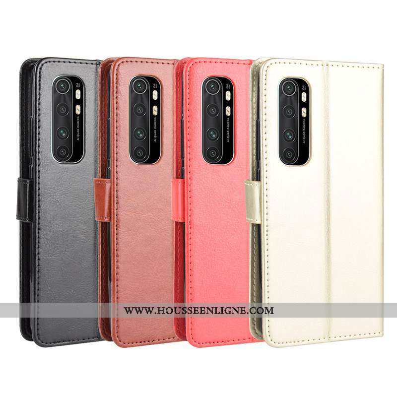 Housse Xiaomi Mi Note 10 Lite Cuir Ornements Suspendus Étui Or Couleur Unie Petit Coque Doré