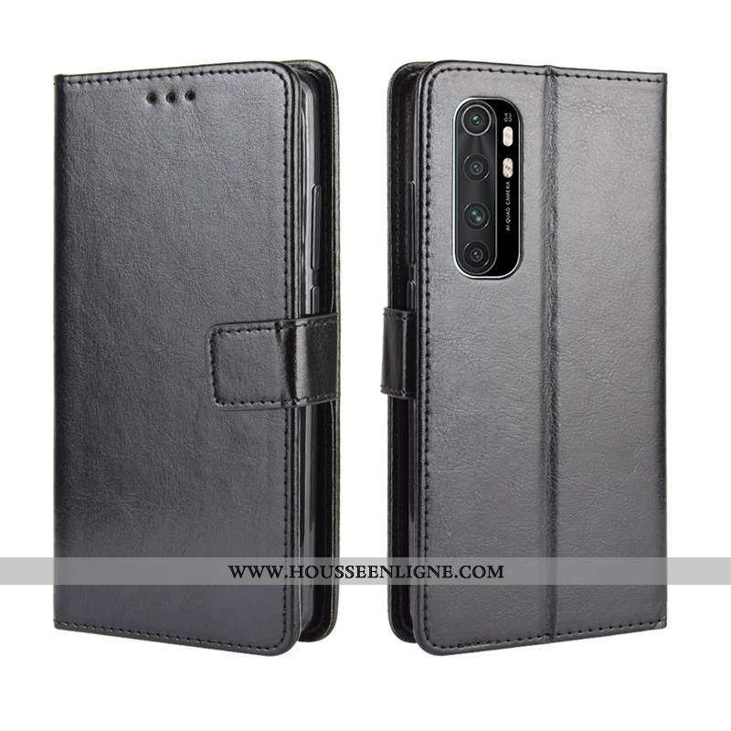 Housse Xiaomi Mi Note 10 Lite Cuir Ornements Suspendus Étui Or Couleur Unie Petit Coque Doré
