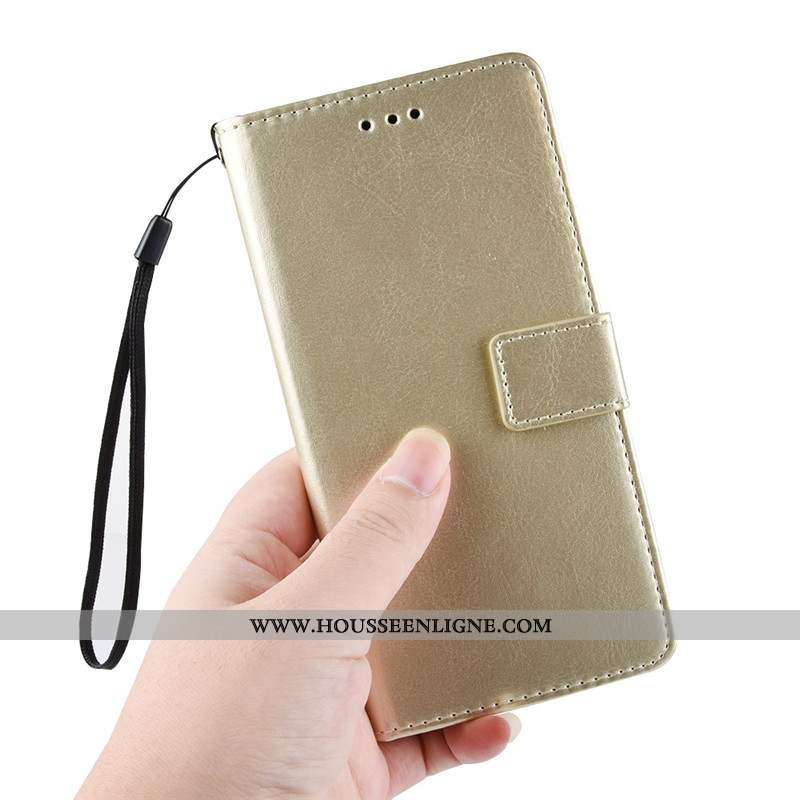 Housse Xiaomi Mi Note 10 Lite Cuir Ornements Suspendus Étui Or Couleur Unie Petit Coque Doré