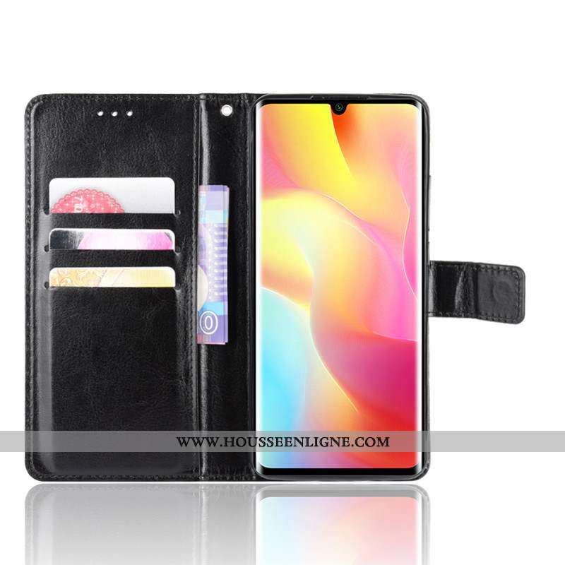 Housse Xiaomi Mi Note 10 Lite Cuir Ornements Suspendus Étui Or Couleur Unie Petit Coque Doré