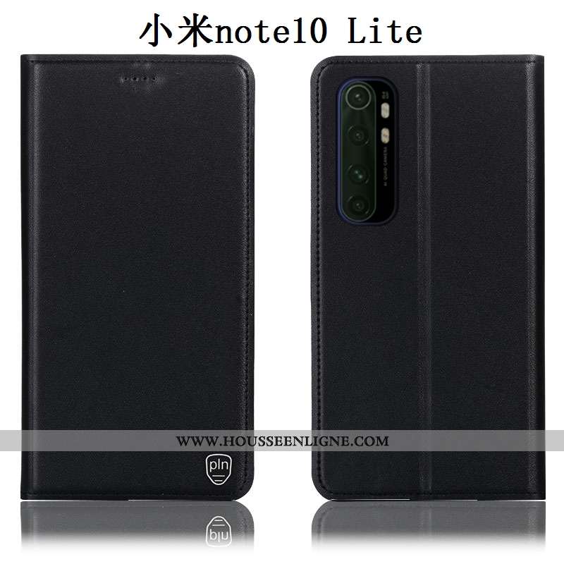 Housse Xiaomi Mi Note 10 Lite Cuir Véritable Protection Coque Incassable Petit Téléphone Portable Ja
