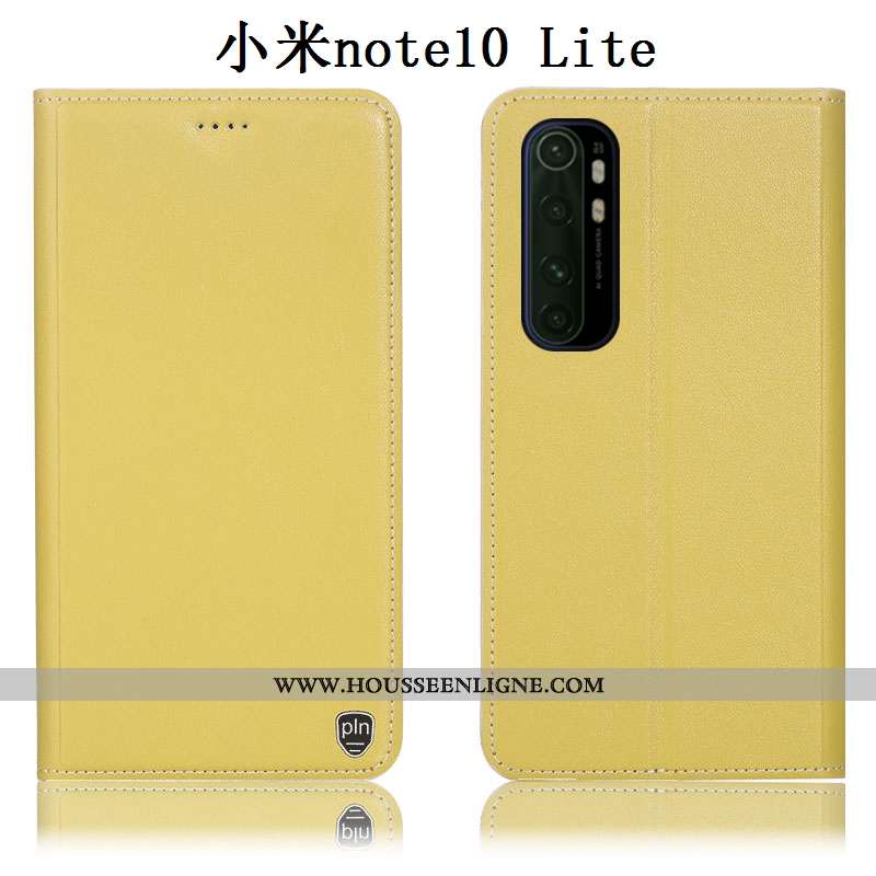 Housse Xiaomi Mi Note 10 Lite Cuir Véritable Protection Coque Incassable Petit Téléphone Portable Ja