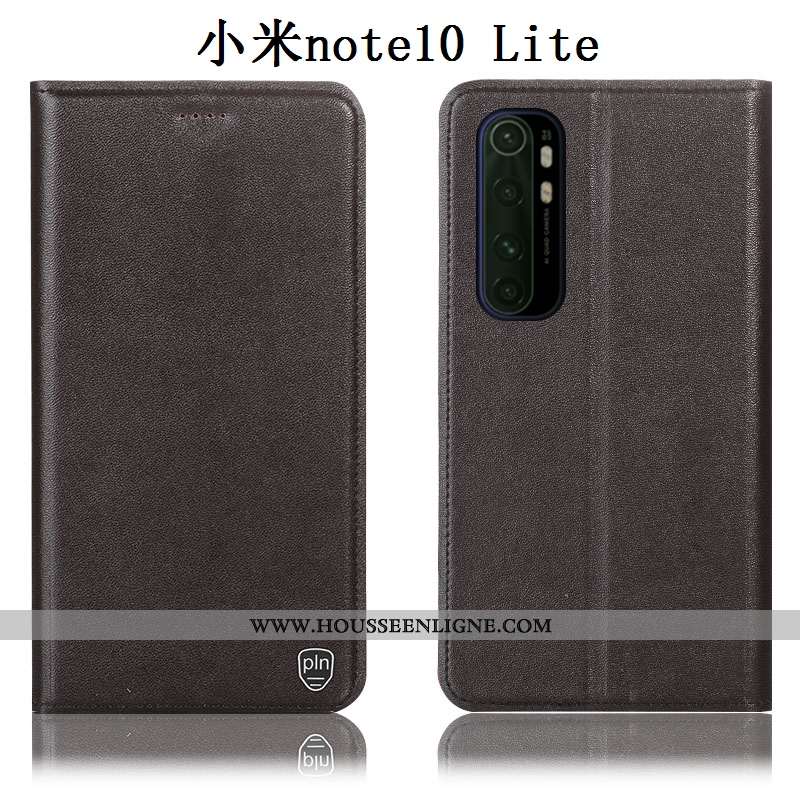 Housse Xiaomi Mi Note 10 Lite Cuir Véritable Protection Coque Incassable Petit Téléphone Portable Ja