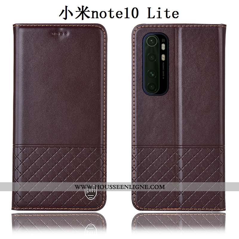 Housse Xiaomi Mi Note 10 Lite Cuir Véritable Protection Téléphone Portable Petit Jeunesse Tout Compr