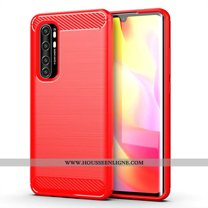 Housse Xiaomi Mi Note 10 Lite Fluide Doux Protection Soie Coque Téléphone Portable Incassable Rouge
