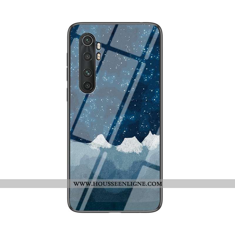 Housse Xiaomi Mi Note 10 Lite Fluide Doux Silicone Bleu Marin Difficile Coque Nouveau Verre Bleu Fon