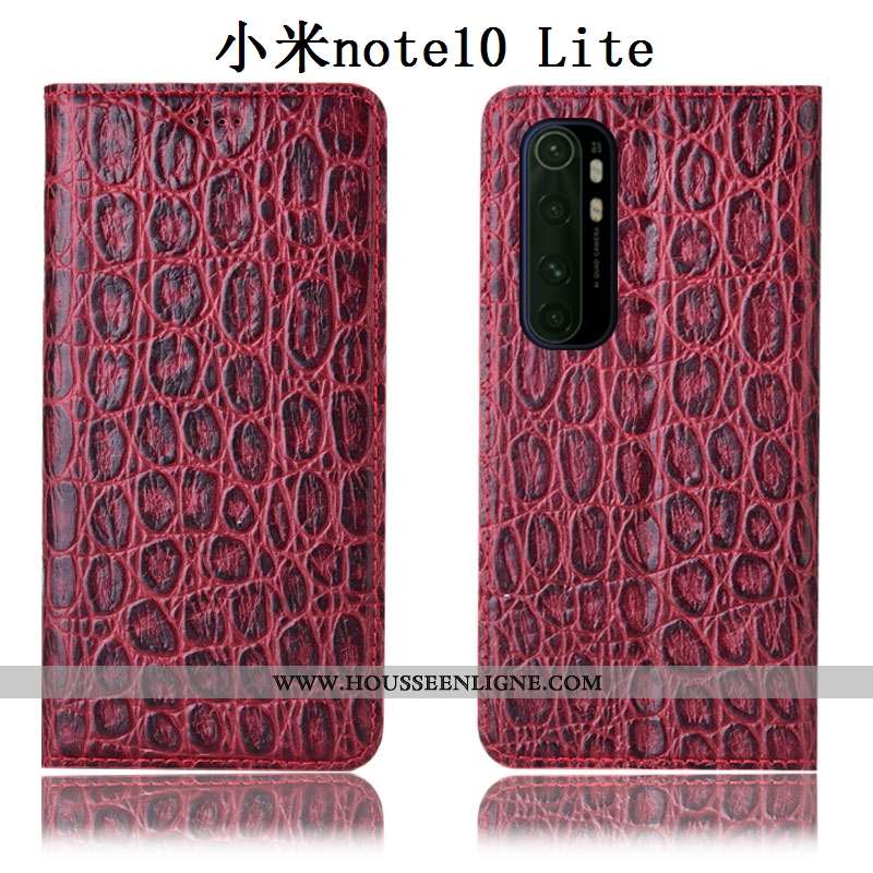 Housse Xiaomi Mi Note 10 Lite Protection Cuir Véritable Jeunesse Coque Petit Tout Compris Rouge