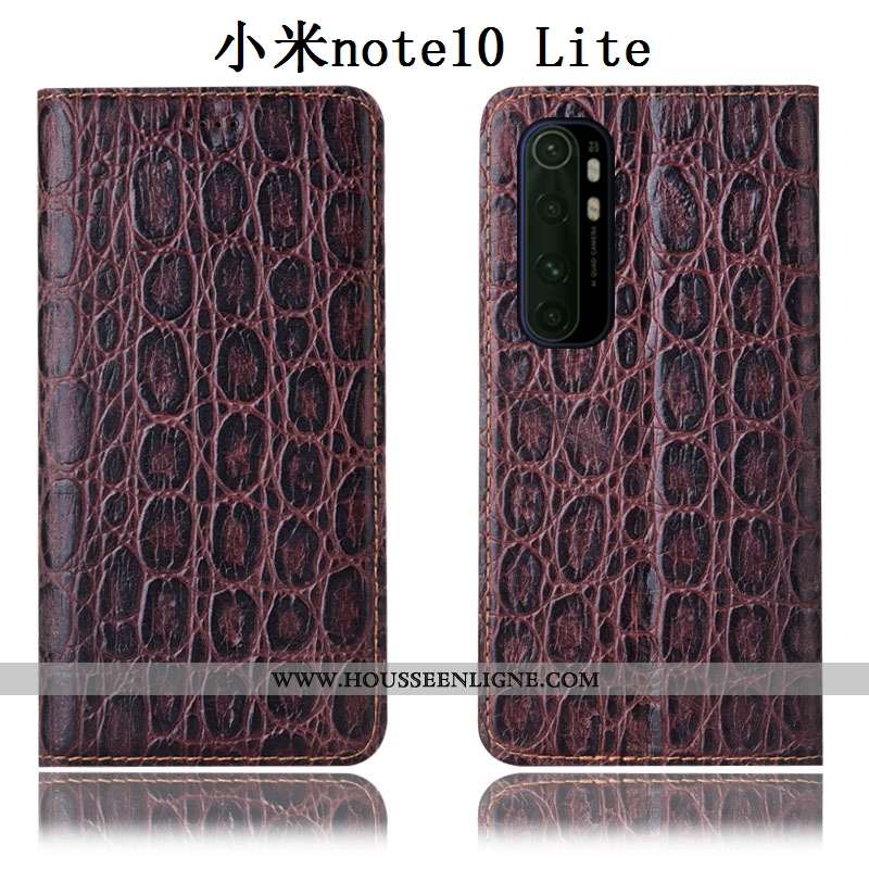 Housse Xiaomi Mi Note 10 Lite Protection Cuir Véritable Jeunesse Coque Petit Tout Compris Rouge