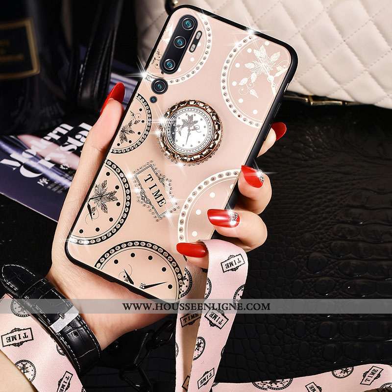 Housse Xiaomi Mi Note 10 Ornements Suspendus Personnalité Petit Créatif Net Rouge Étui Silicone Rose
