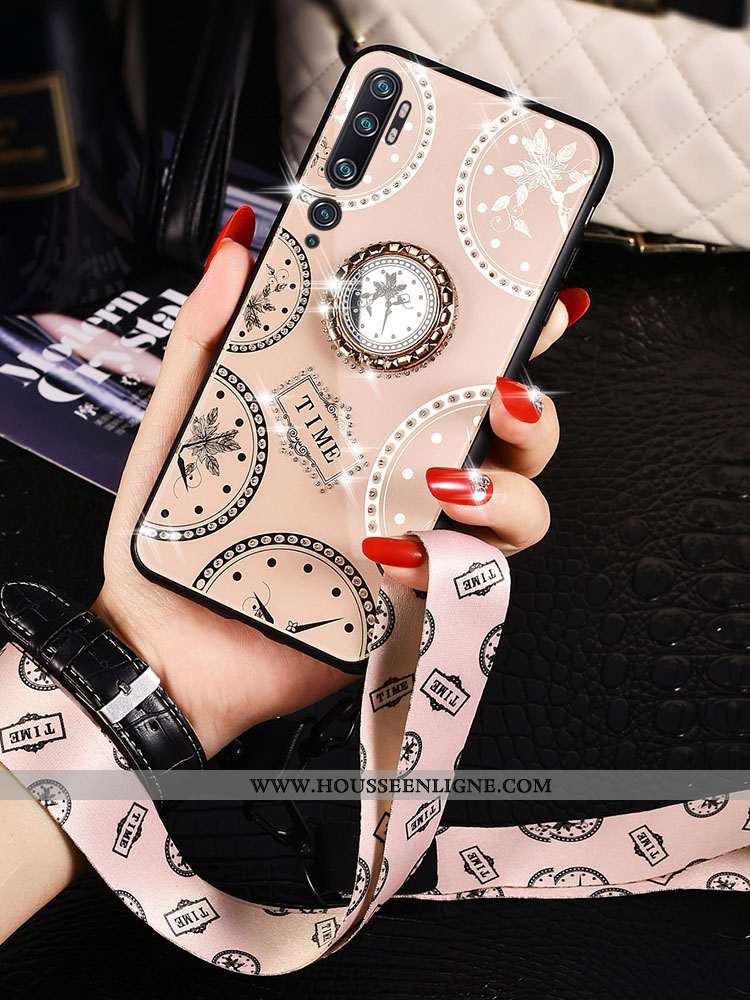 Housse Xiaomi Mi Note 10 Ornements Suspendus Personnalité Petit Créatif Net Rouge Étui Silicone Rose