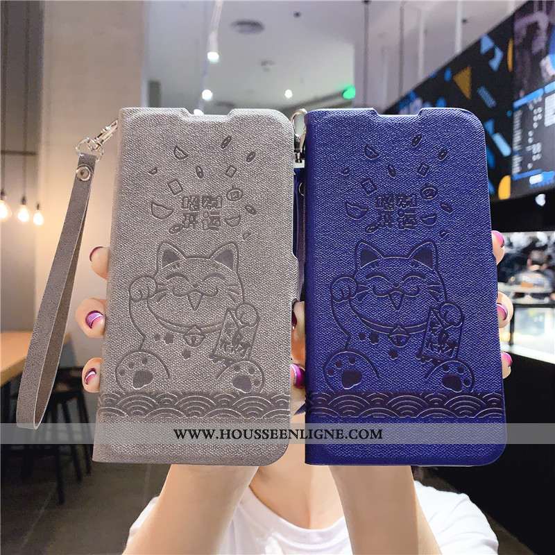 Housse Xiaomi Mi Note 10 Protection Ornements Suspendus Gris Richesse Clamshell Chat Étui