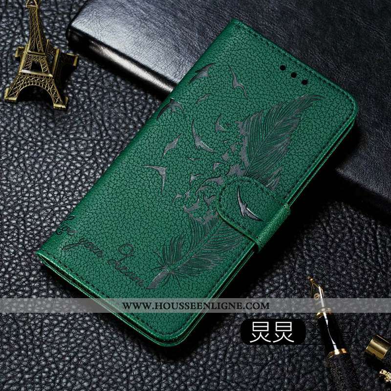 Housse Xiaomi Mi Note 10 Protection Personnalité Vert Carte Petit Cuir Coque Verte