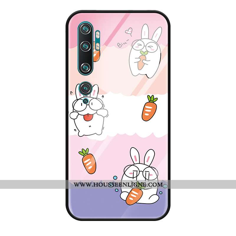 Housse Xiaomi Mi Note 10 Protection Verre Cœur Étui Tout Compris Créatif Dessin Animé Rose