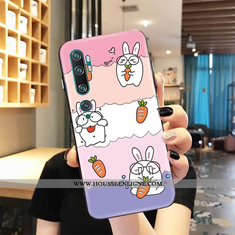 Housse Xiaomi Mi Note 10 Protection Verre Cœur Étui Tout Compris Créatif Dessin Animé Rose