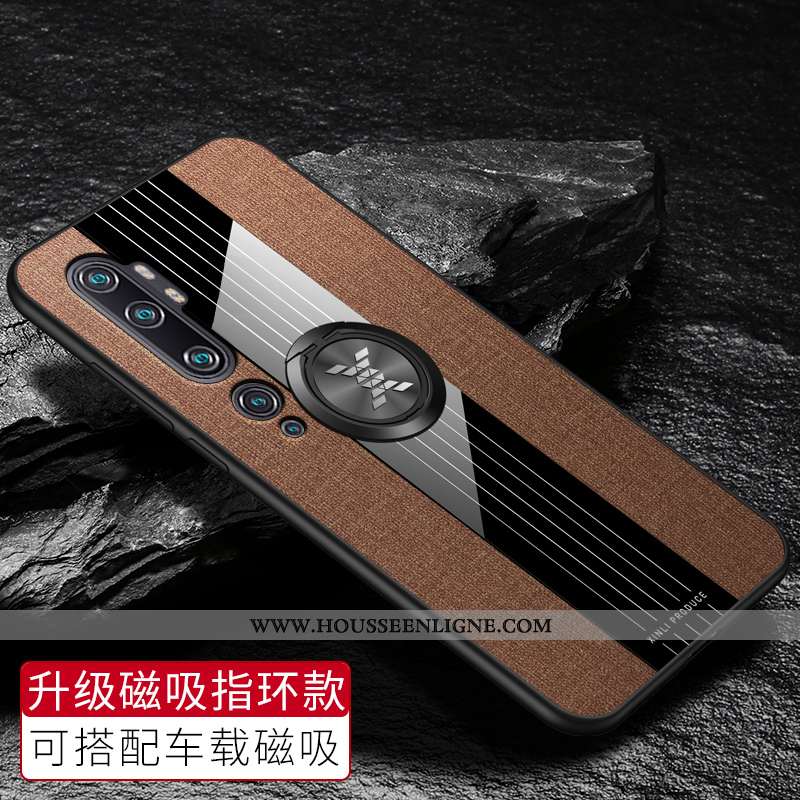 Housse Xiaomi Mi Note 10 Protection Verre Net Rouge Personnalisé Tissu Personnalité Créatif Marron