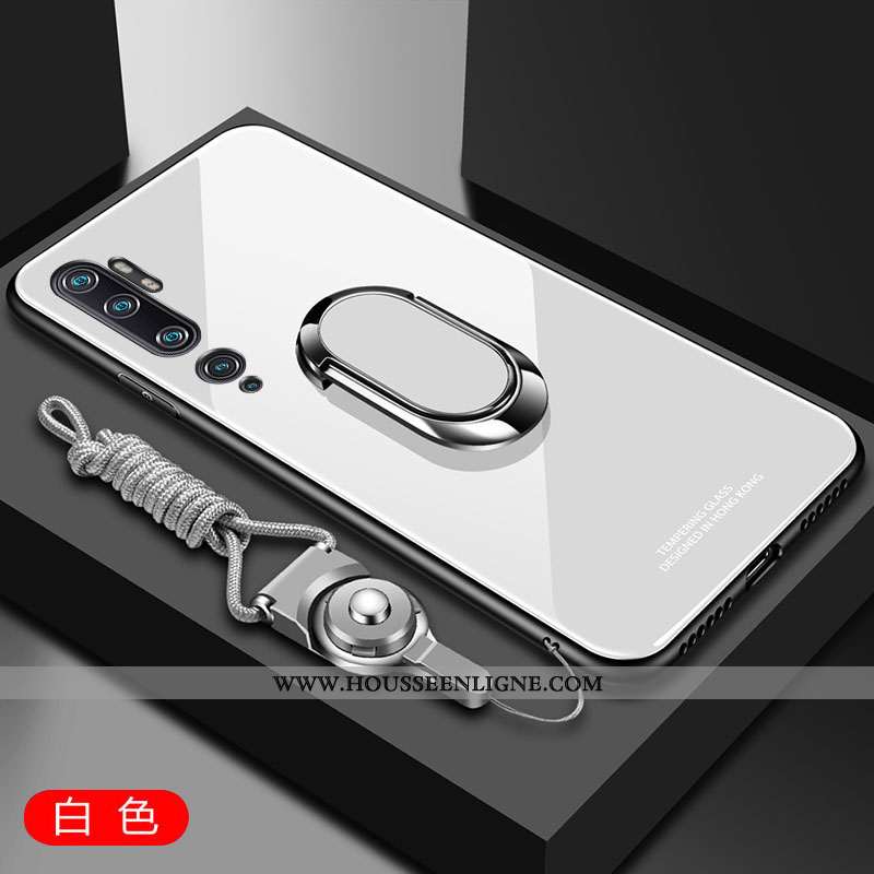 Housse Xiaomi Mi Note 10 Tendance Fluide Doux Verre Tout Compris Difficile Incassable Modèle Blanche